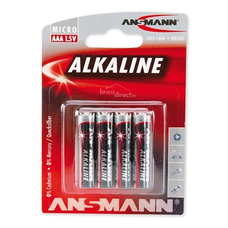 Pack 4 piles alcalines AAA ANSMANN