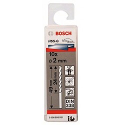 Jeu de 10 Mèches Métaux 2.0mm HSS-G BOSCH