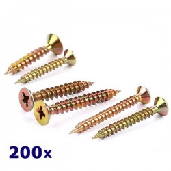 Pack de 400 vis parker à bois jaunes 4x60