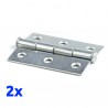 Pack de 2 Charnière nickelée fixe 50x40mm pour meubles