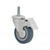 Roue pivotante en PVC Ø125mm à frein et à tige filetée