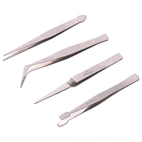 Jeu de 4 pincettes brucelle de précision en Inox HARDEN