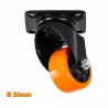 Roue pivotante en PVC Orange Ø50mm à platine