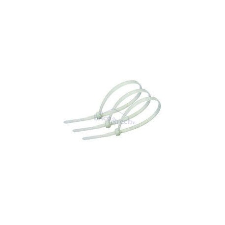 Pack 100 Attaches serre-câbles blancs en plastique 3.5/200mm