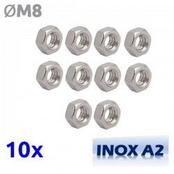 Pack de 10 écrous M8 en INOX TOROZER