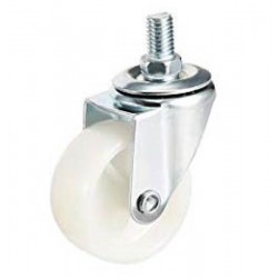 Roue pivotante blanches en PA à tige filetée Ø65mm
