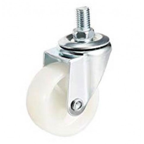 Roue pivotante blanches en PA à tige filetée Ø65mm