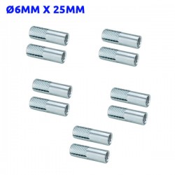 Pack de 10 Chevilles métalliques à frapper Ø6mm x 25mm