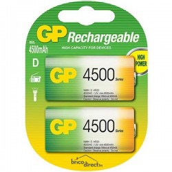 Pack de 2 piles type D LR20 Rechargeables GP