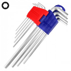 Jeu de 9 clés mâles HEX longues EMTOP