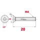 Pack de 20 vis à tête creuse HEX fraisée M6x20 en INOX TOROZER
