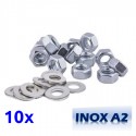 Pack de 10 écrous et rondelles M10 en INOX TOROZER