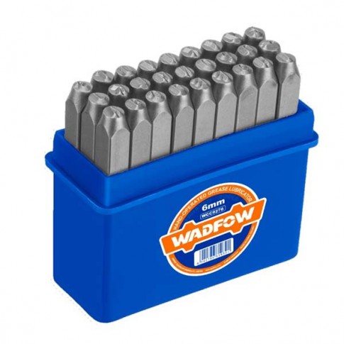 Jeu de 27 poinçons lettres en acier 6mm WADFOW