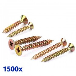 Pack de 1500 vis Parker à bois jaunes 4x25