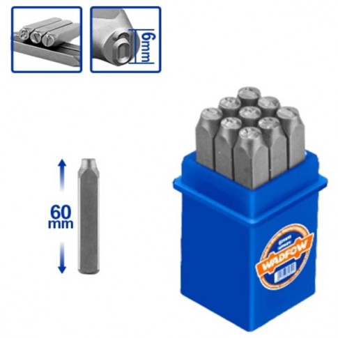 Jeu de 9 poinçons chiffres en acier 6mm WADFOW