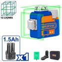 Laser à nivellement 360° 12 lignes vertes 30m WADFOW