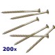 Pack de 200 vis parker à bois jaune 6x80