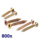 Pack de 800 vis parker à bois jaunes 5x60