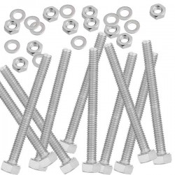 Pack de 10 boulons galvanisés M6x80 avec rondelles et écrous