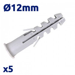 Pack de 5 chevilles 12mm avec collerette TOROZER