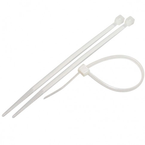 Pack 100 Attaches Serre-câble blanc 2.5/150mm SGS