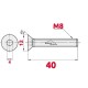 Pack de 5 vis à tête creuse HEX fraisée M8x40 en INOX TOROZER