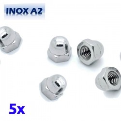 Pack de 5 écrous borgnes M8 en INOX A2 TOROZER
