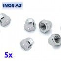 Pack de 5 écrous borgnes M8 en INOX A2 TOROZER
