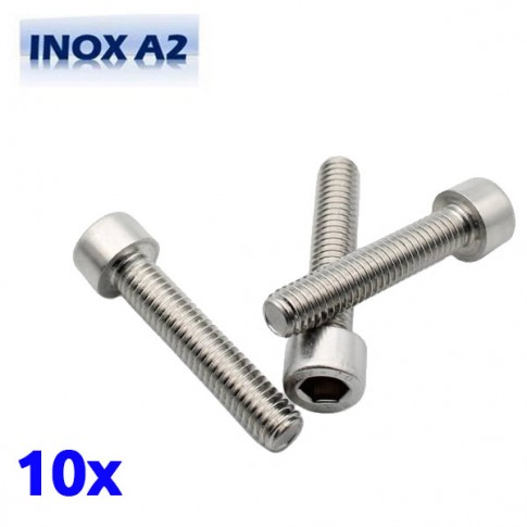 Pack de 10 vis à tête creuse HEX fraisée M6x30 en INOX TOROZER