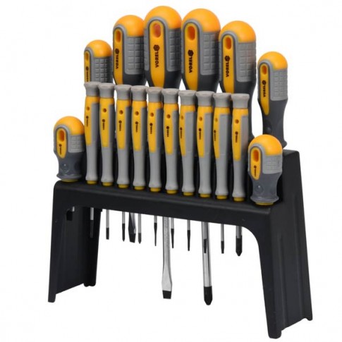 Jeu de 18 tournevis magnétisés sur Stand VOREL