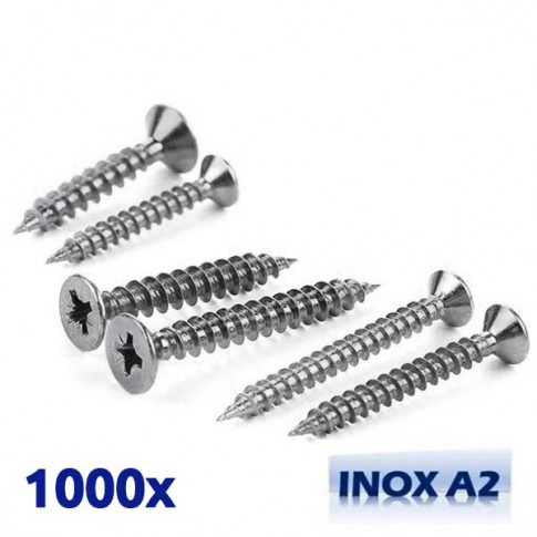 Pack de 1000 vis parker à bois en INOX 5x30