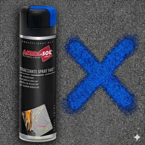 Peinture de traçage de chantier 360° Bleu Fluo 500ml AMBRO-SOL