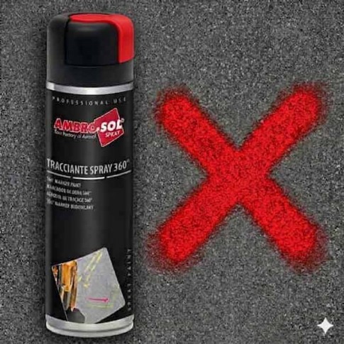 Peinture de traçage de chantier 360° Rouge Fluo 500ml AMBRO-SOL