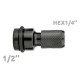 Adaptateur 1/2" à HEX 1/4" pour Boulonneuses à choc EMTOP