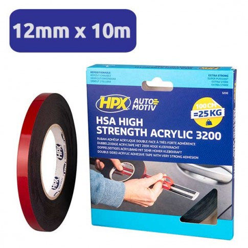 Adhésif double face Extra Fort pour l'automobile et la signalétique 12mmx10M HPX 3200