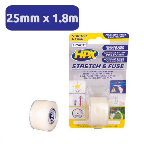 Adhésif Vulcanisant de réparation de tuyaux STRETCH&FUSE 25mmx1.8m HPX 52700