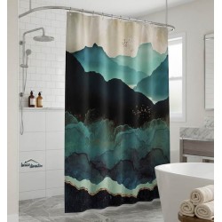 Rideau de douche Bleu Montagne 180x200cm