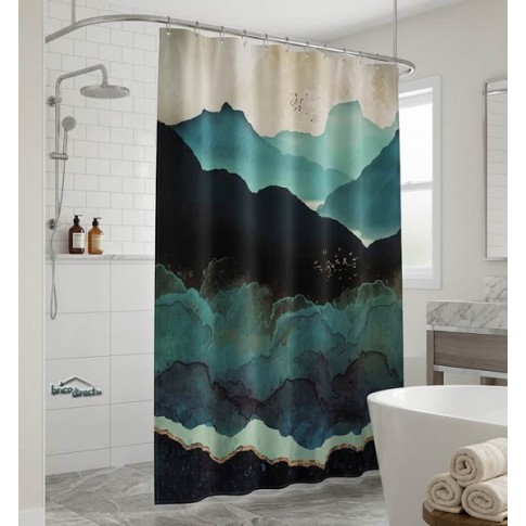 Rideau de douche Bleu Montagne 180x200cm