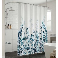 Rideau de douche Bleu Floral Aquarelle 180x200cm