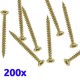 Pack de 200 vis parker à bois jaunes 5x80