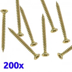 Pack de 200 vis parker à bois jaunes 5x80