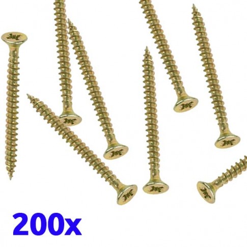 Pack de 200 vis parker à bois jaunes 5x80