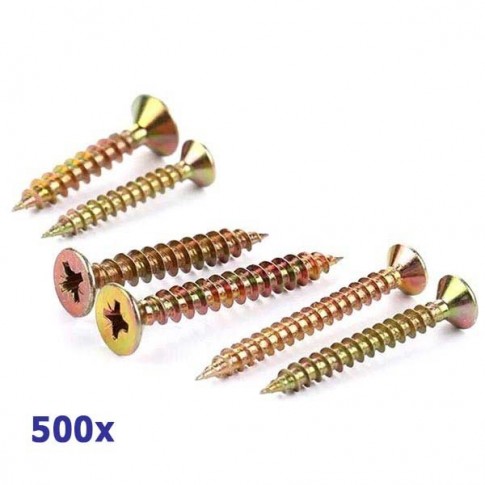 Pack de 500 vis Parker à bois jaunes 4x20