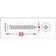 Pack de 500 vis Parker à bois jaunes 4x25