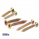 Pack de 500 vis Parker à bois jaunes 3x20